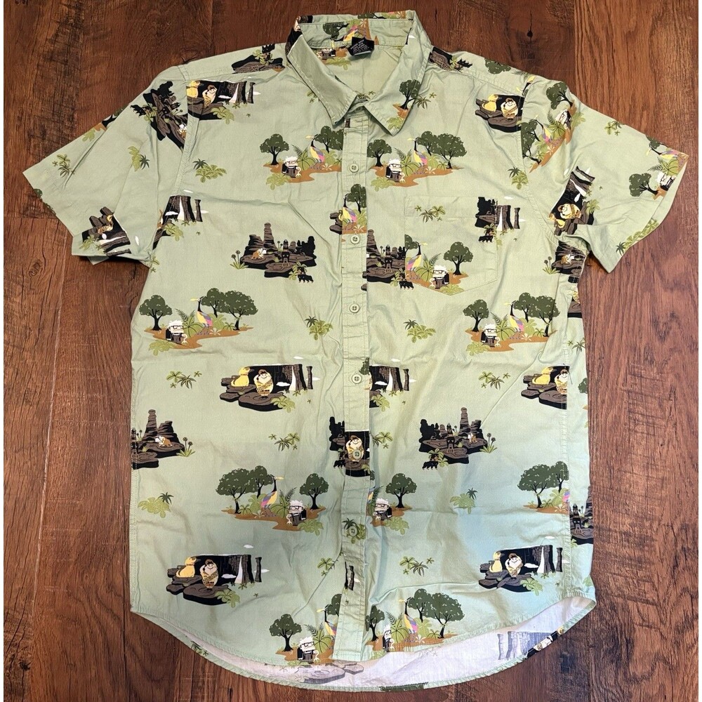Disney Pixar Up Scenic Paradise Falls Woven Button-Up BoxLunch Exclusive Mens L